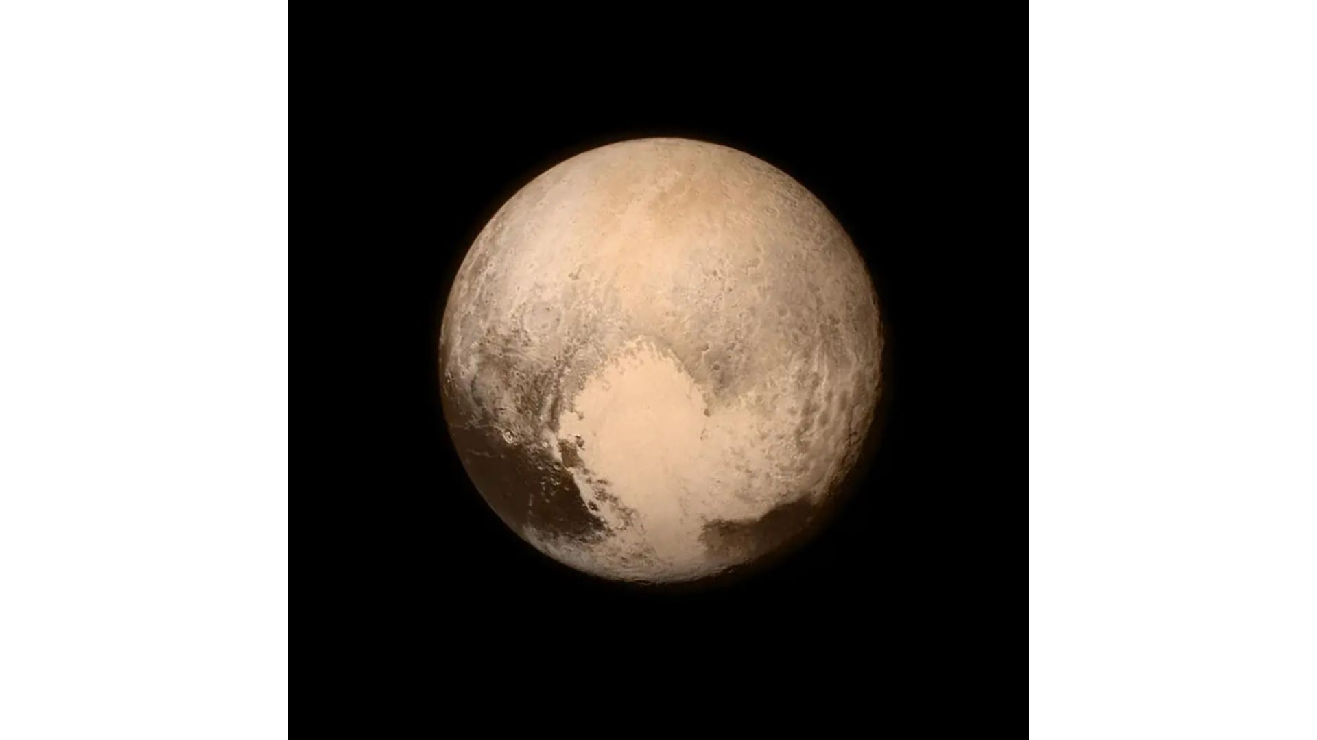 Color image of Pluto as captured by NASA's New Horizons. 