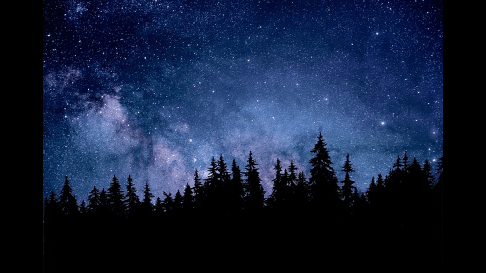 Milky way galaxy over a darkened treeline